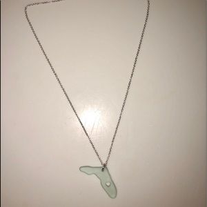 Florida seaglass necklace .925 chain